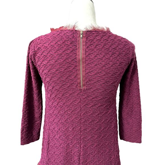 Anthropologie Postmark Blouse Fringe Detail Boho Chic 3/4 Sleeves Burgundy W XS - Picture 5 of 8